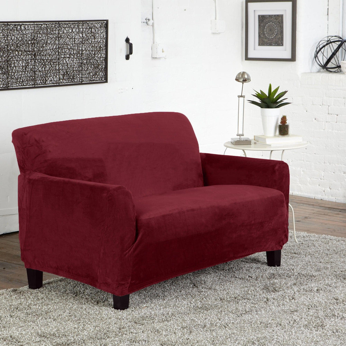 Velvet Stretch Slipcover – Gale Collection Form-Fit Sofa Cover – view 58