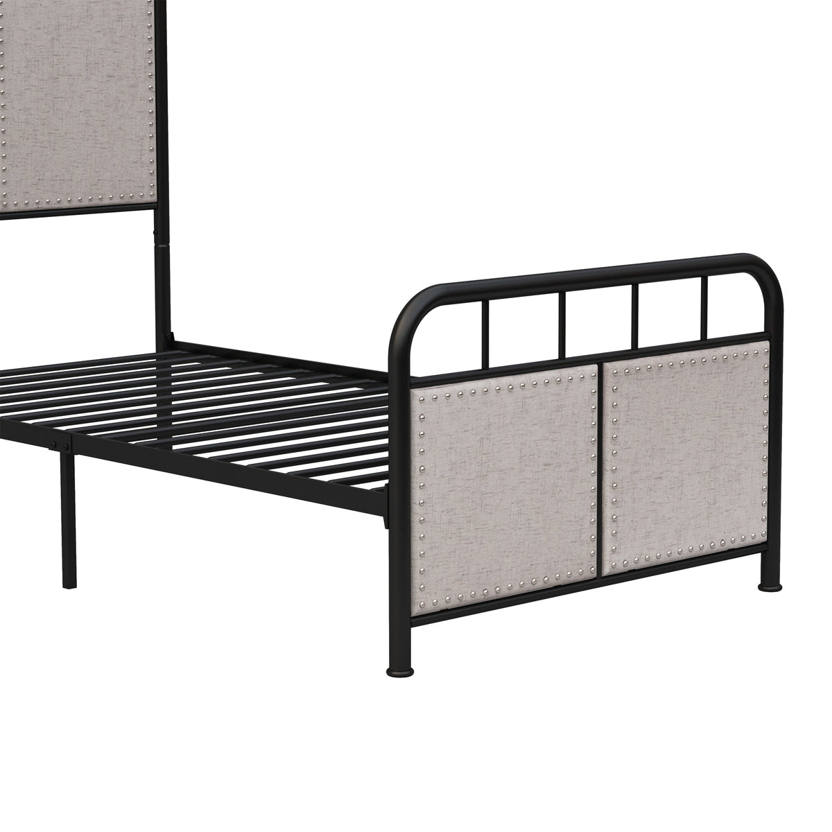 Twin Size Linen Upholstered Metal Platform Bed Frame – view 10