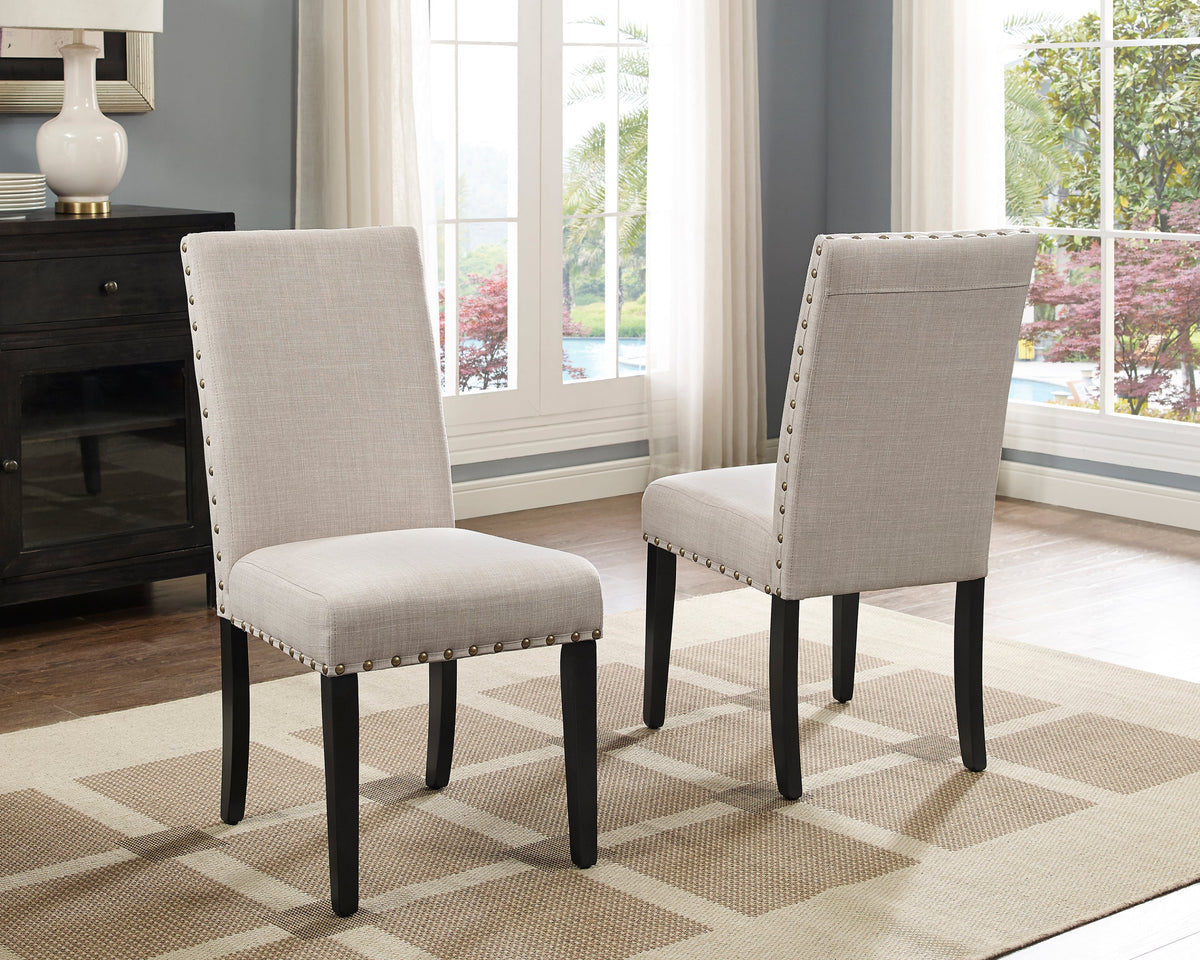 Espresso Round 5-Piece Dining Set with Tan Nailhead Chairs – view 6