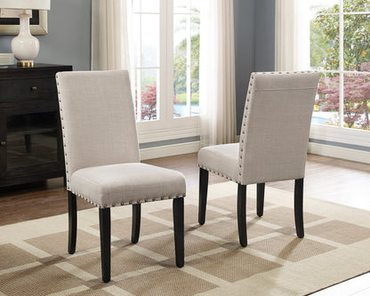 Espresso Round 5-Piece Dining Set with Tan Nailhead Chairs – view 6