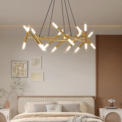 Modern Gold Branch Chandelier with Frosted Tubes, 40.9 Inch – view 5