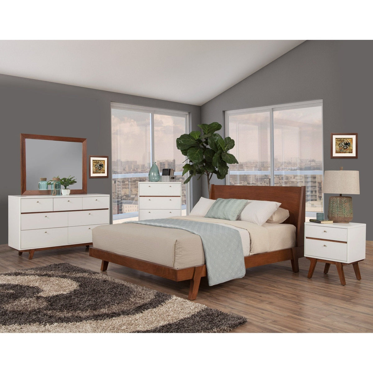 Dakota Mid-Century Wood Mirror in Acorn Brown Mahogany – view 3