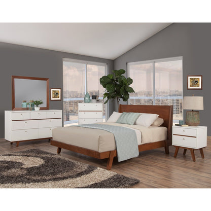 Dakota Mid-Century 2-Drawer Nightstand in White with Acorn Accents – view 7