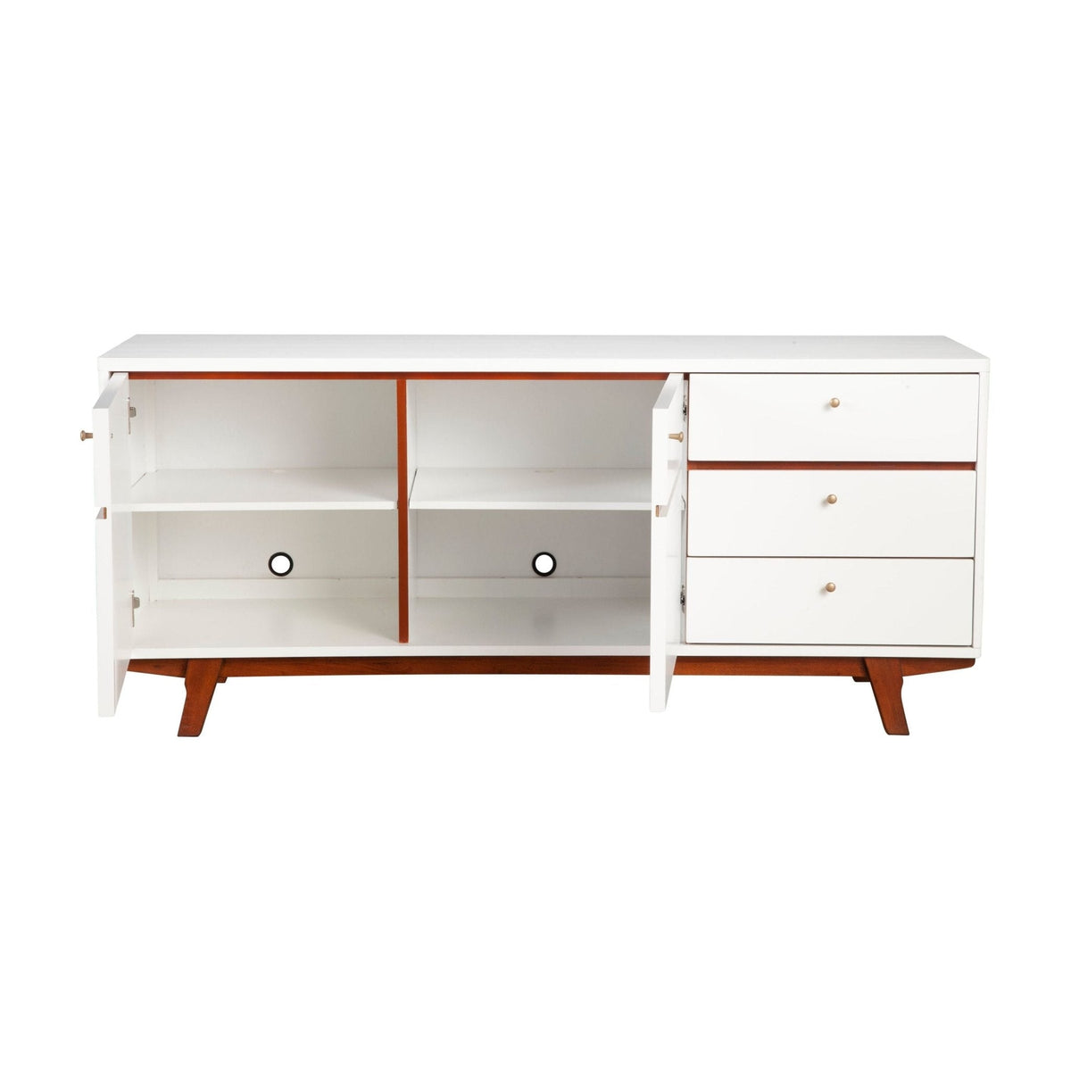 Dakota Mahogany TV Console in White with Acorn Trim – view 8