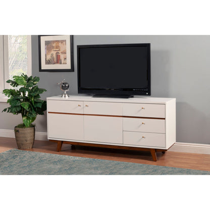 Dakota Mahogany TV Console in White with Acorn Trim – view 2