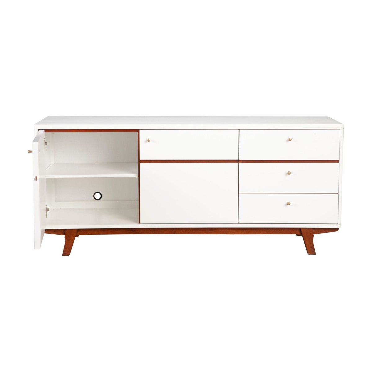 Dakota Mahogany TV Console in White with Acorn Trim – view 7
