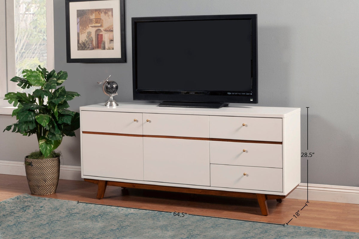 Dakota Mahogany TV Console in White with Acorn Trim – view 14