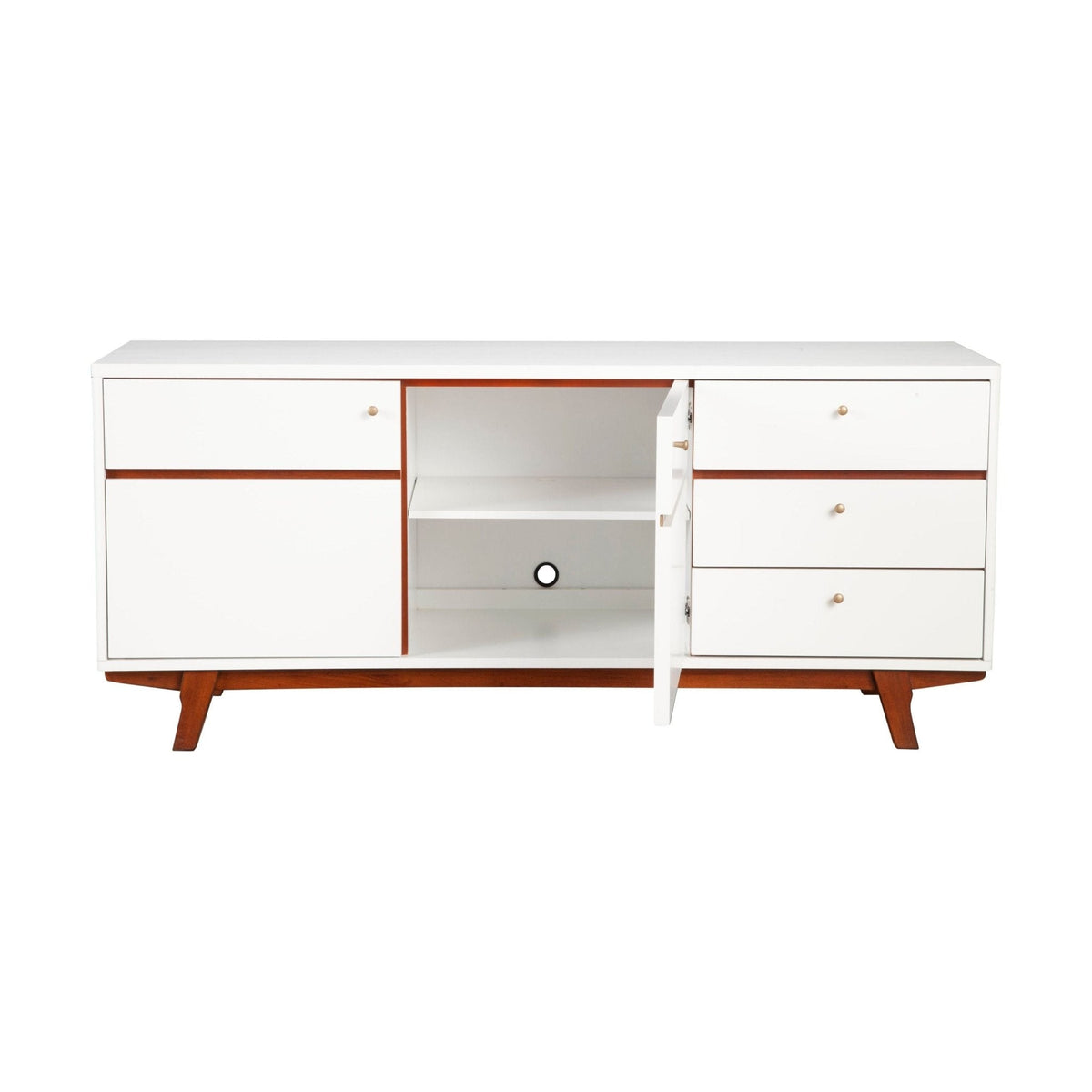 Dakota Mahogany TV Console in White with Acorn Trim – view 6