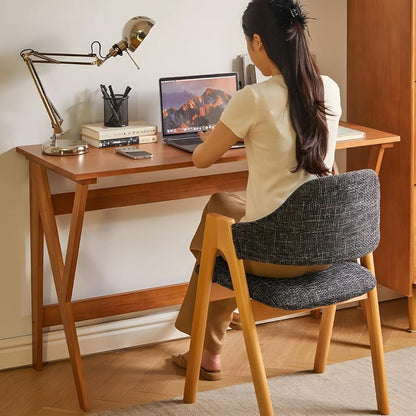 47-Inch Natural Oak Industrial Solid Wood Desk with K-Shaped Legs – view 3