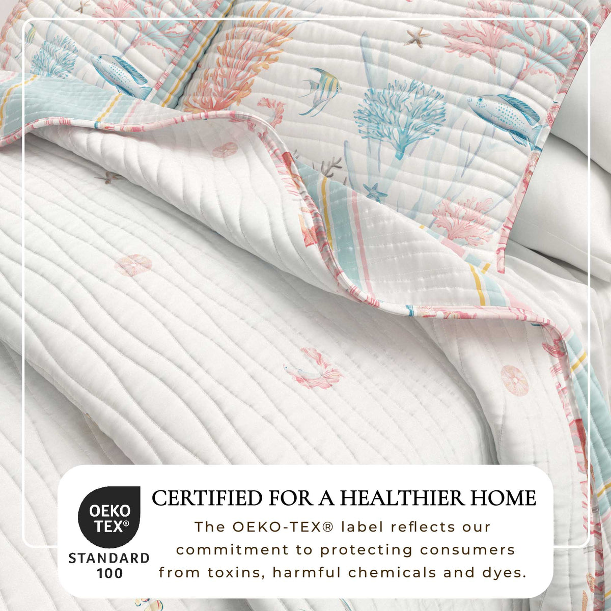 Coral Reef Coastal Microfiber Quilt Set – Caymen Collection – view 2