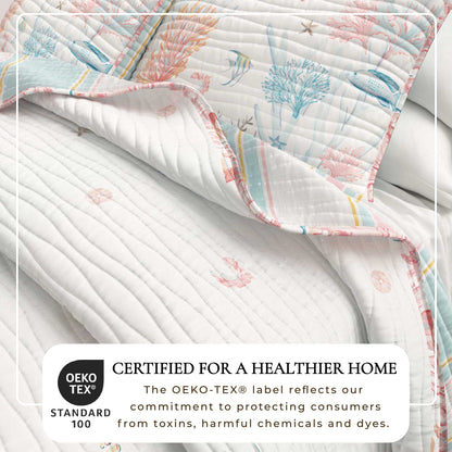 Coral Reef Coastal Microfiber Quilt Set – Caymen Collection – view 2