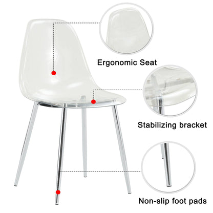 Modern Clear Transparent Dining Chairs with Silver Legs, Set of 6 – view 17