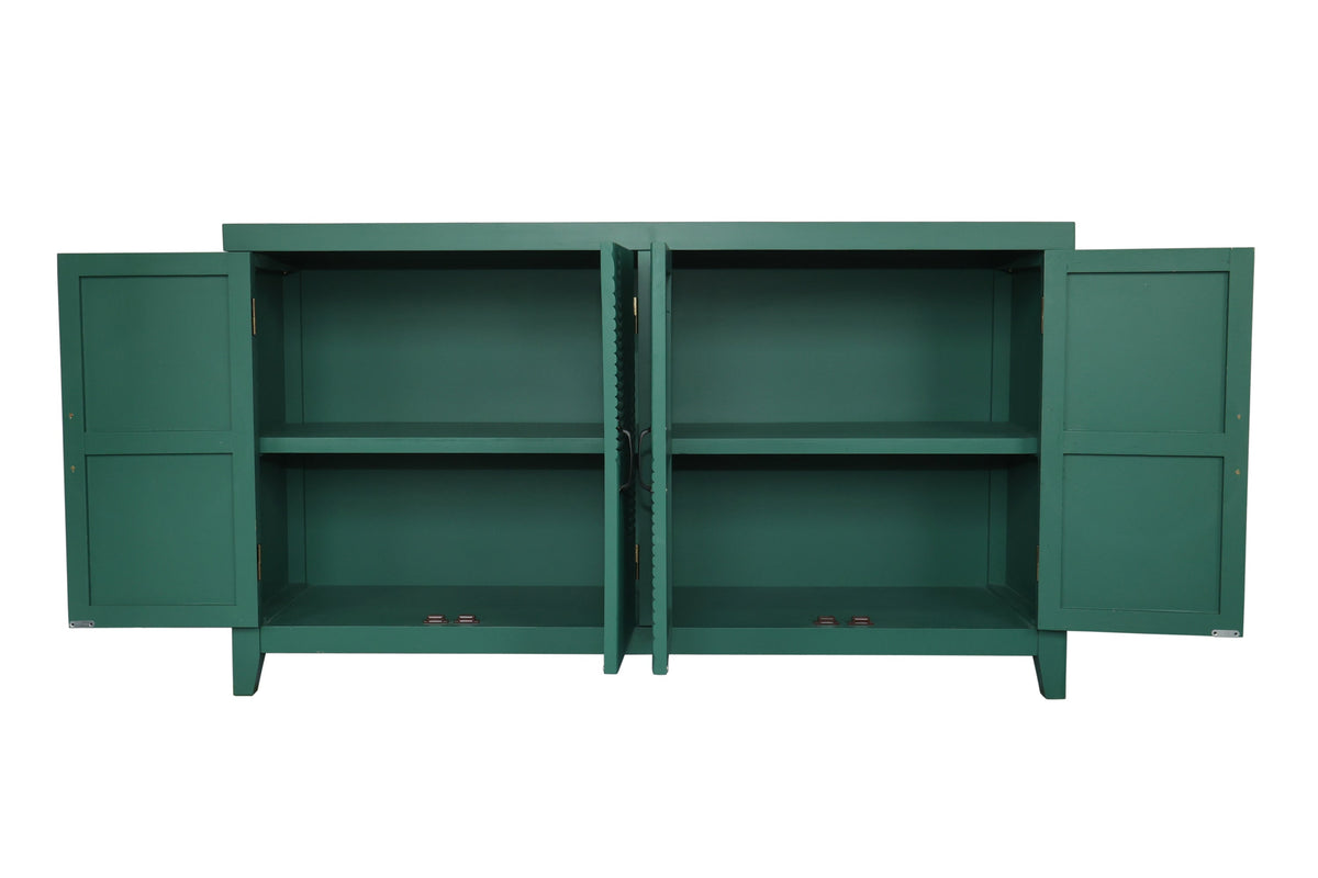 59 Inch Dark Green Mid-Century Modern Accent Cabinet with 4 Doors – view 10