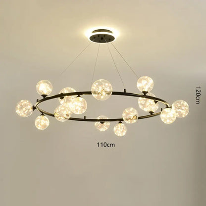 Modern LED Glass Globe Chandelier, 8 to 24 Heads, Black or Gold – view 19