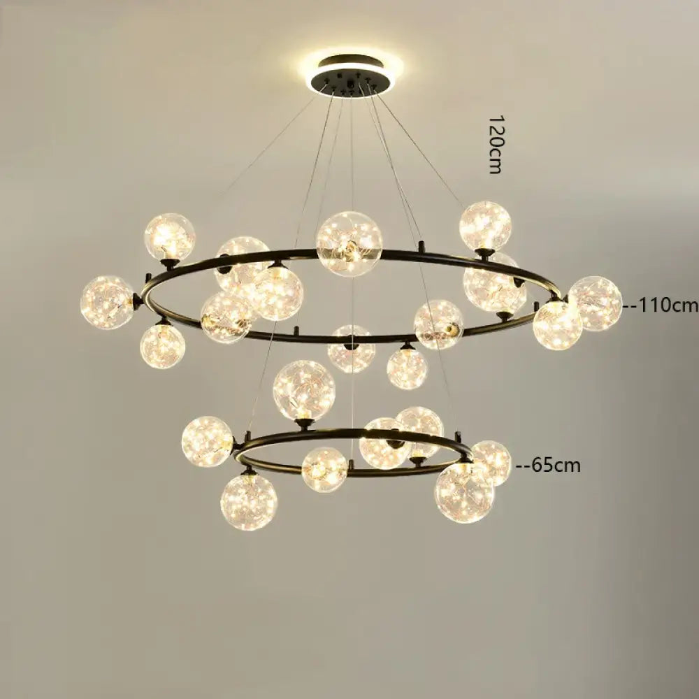 Modern LED Glass Globe Chandelier, 8 to 24 Heads, Black or Gold – view 25