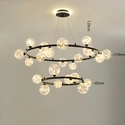 Modern LED Glass Globe Chandelier, 8 to 24 Heads, Black or Gold – view 25