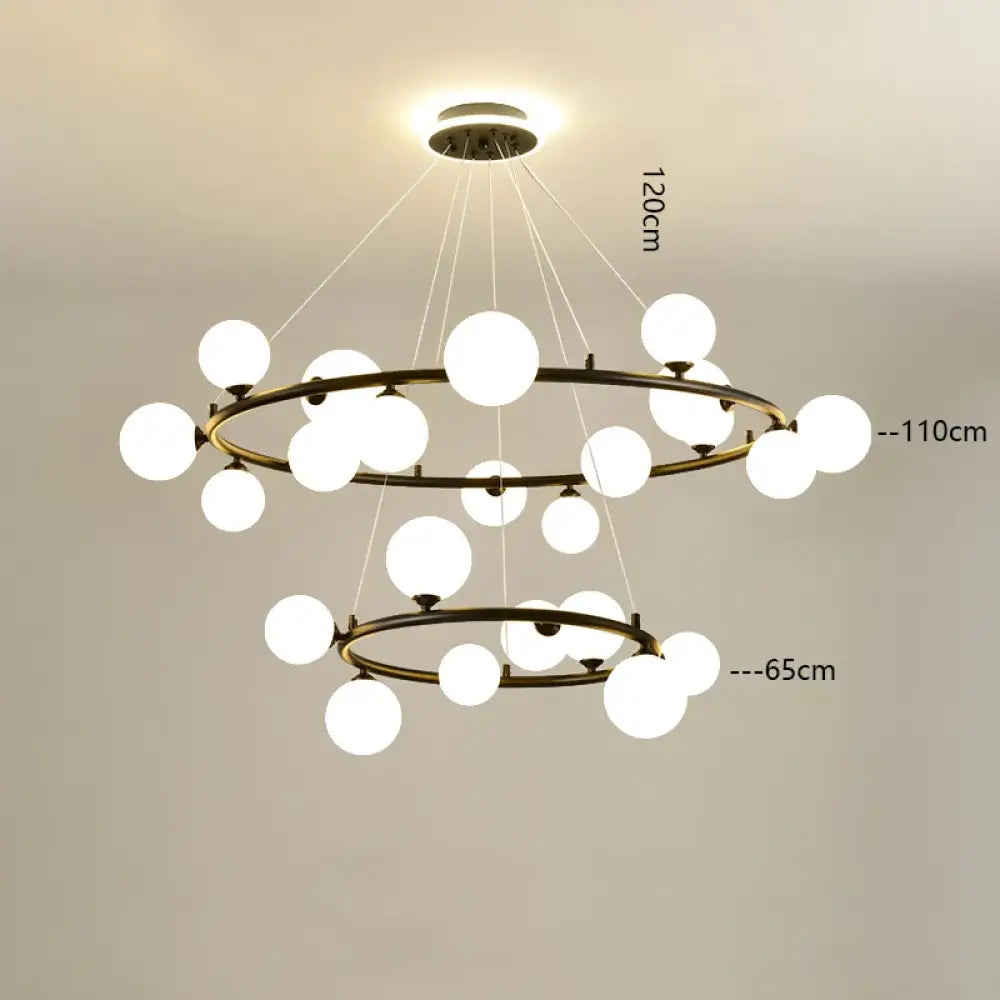 Modern LED Glass Globe Chandelier, 8 to 24 Heads, Black or Gold – view 28