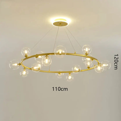 Modern LED Glass Globe Chandelier, 8 to 24 Heads, Black or Gold – view 23