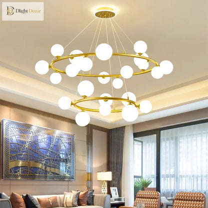 Modern LED Glass Globe Chandelier, 8 to 24 Heads, Black or Gold – view 2