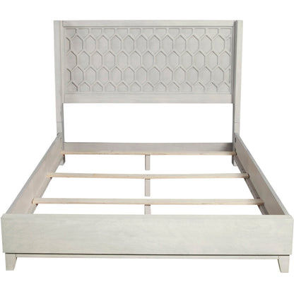 Denver Wood Panel Bed with Honeycomb Headboard, Light Grey Stain – view 11