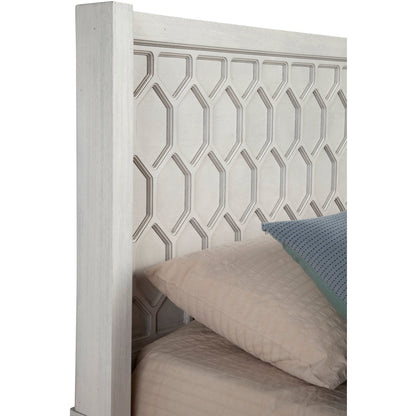 Denver Wood Panel Bed with Honeycomb Headboard, Light Grey Stain – view 8