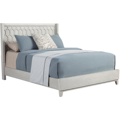 Denver Wood Panel Bed with Honeycomb Headboard, Light Grey Stain – view 2