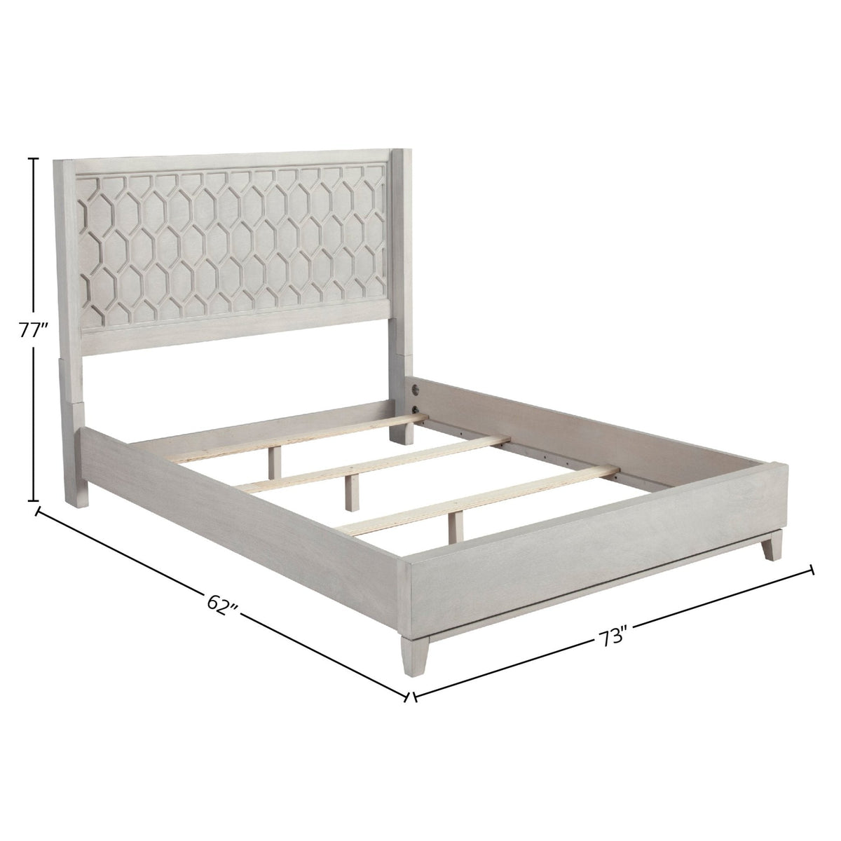 Denver Wood Panel Bed with Honeycomb Headboard, Light Grey Stain – view 15