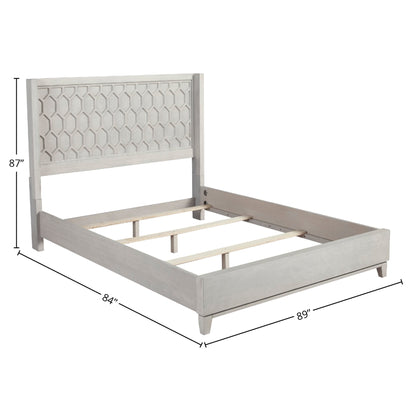 Denver Wood Panel Bed with Honeycomb Headboard, Light Grey Stain – view 14
