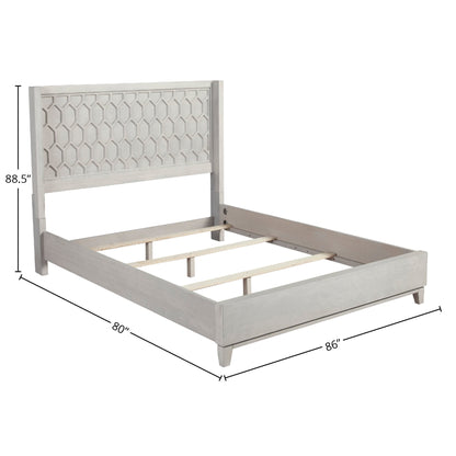 Denver Wood Panel Bed with Honeycomb Headboard, Light Grey Stain – view 16