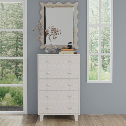 Mahogany Five-Drawer Chest with Honeycomb Design