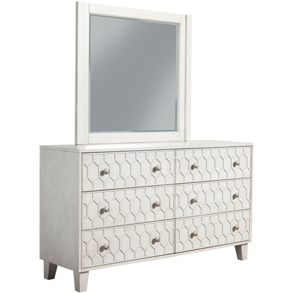 Denver Mahogany 6-Drawer Dresser with Honeycomb Motif in Light Gray – view 8