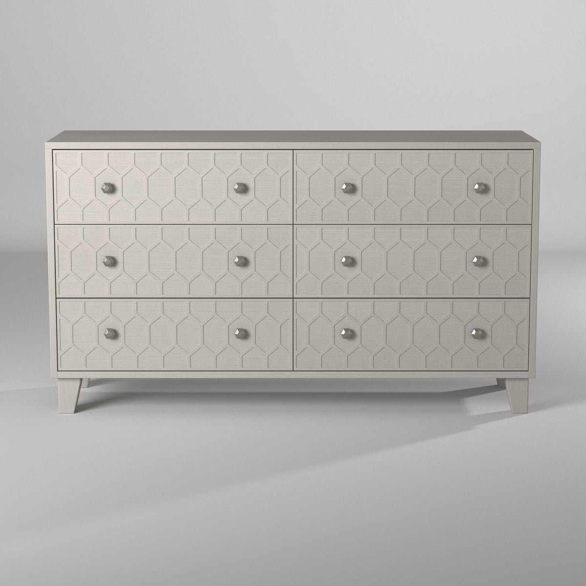 Denver Mahogany 6-Drawer Dresser with Honeycomb Motif in Light Gray – view 2