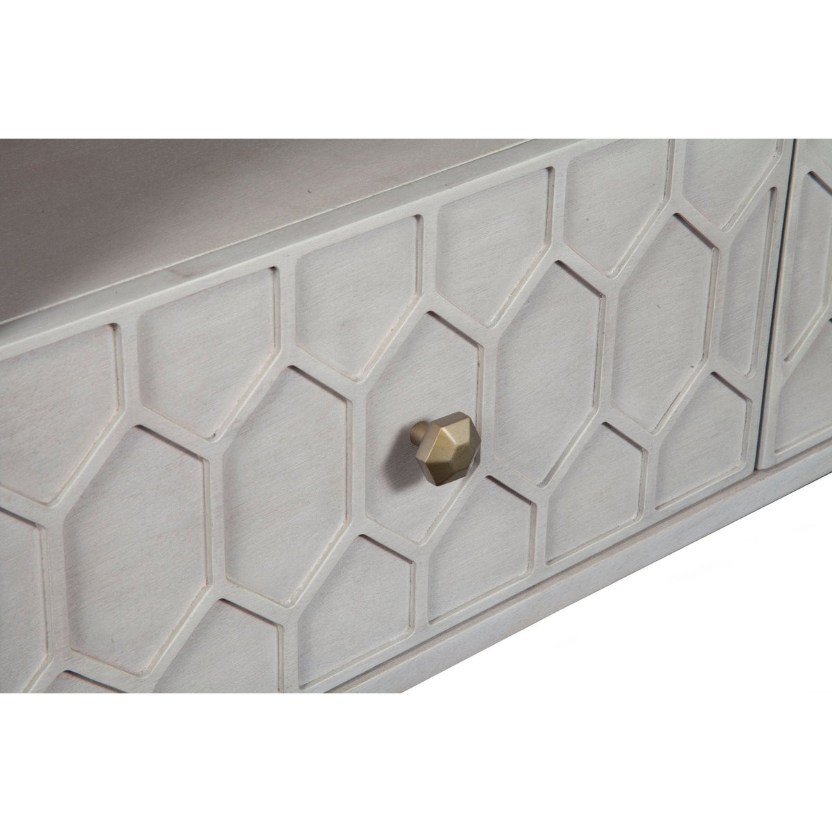 Denver Mahogany TV Console with Honeycomb Design, Light Grey – view 5