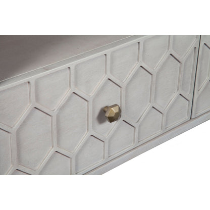 Denver Mahogany TV Console with Honeycomb Design, Light Grey – view 5