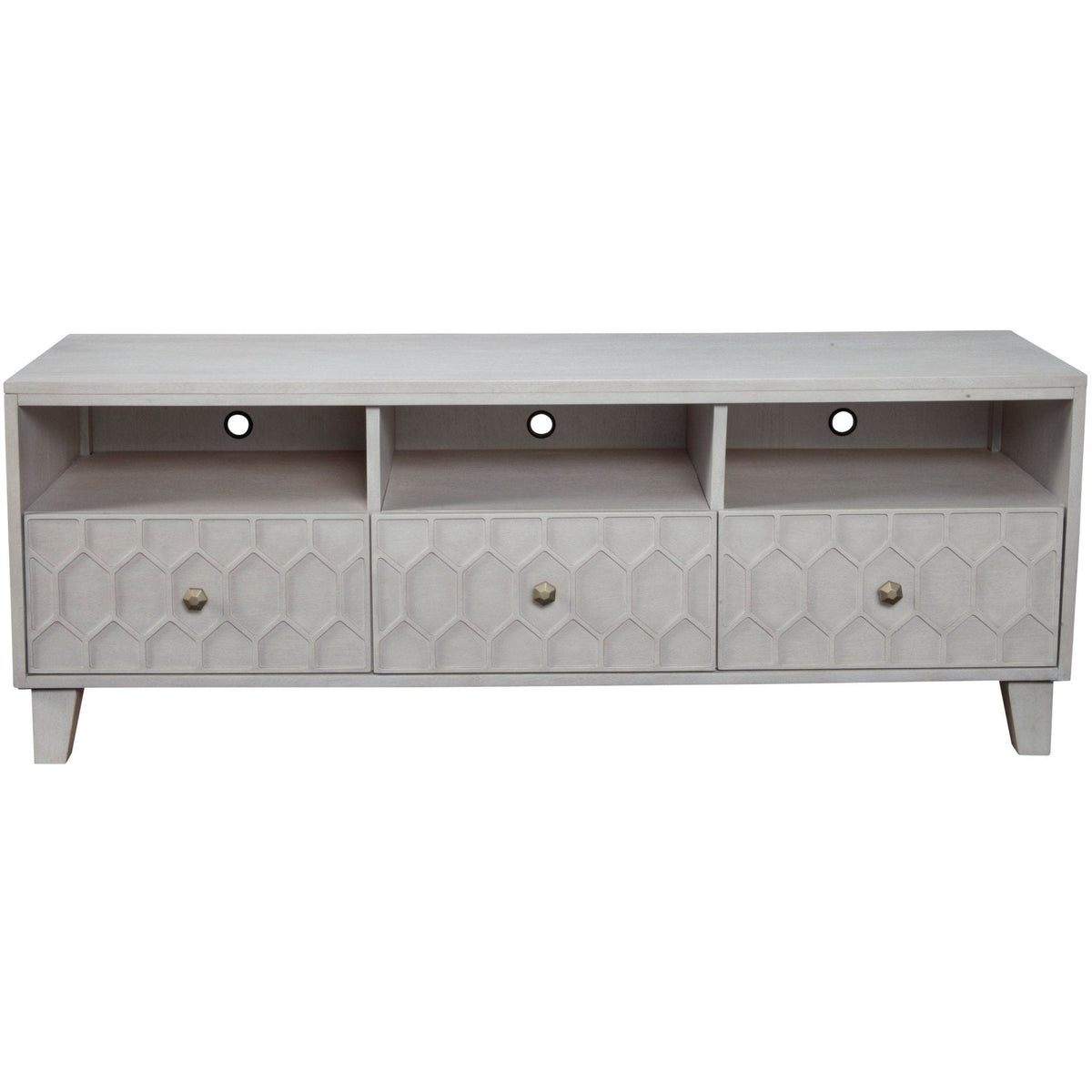 Denver Mahogany TV Console with Honeycomb Design, Light Grey – view 2