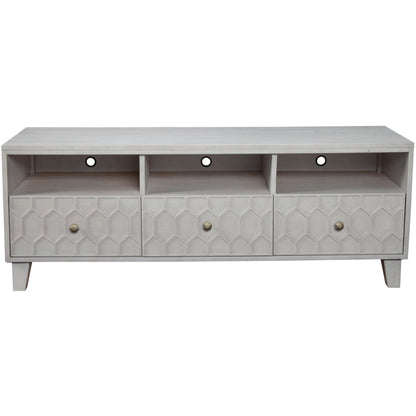 Denver Mahogany TV Console with Honeycomb Design, Light Grey – view 2