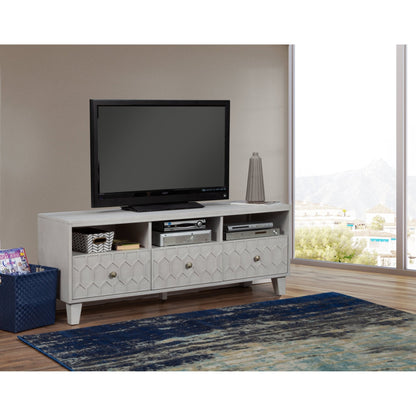 Mahogany TV Console with Honeycomb Design and Storage Drawers