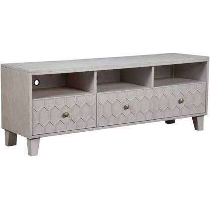 Denver Mahogany TV Console with Honeycomb Design, Light Grey – view 3