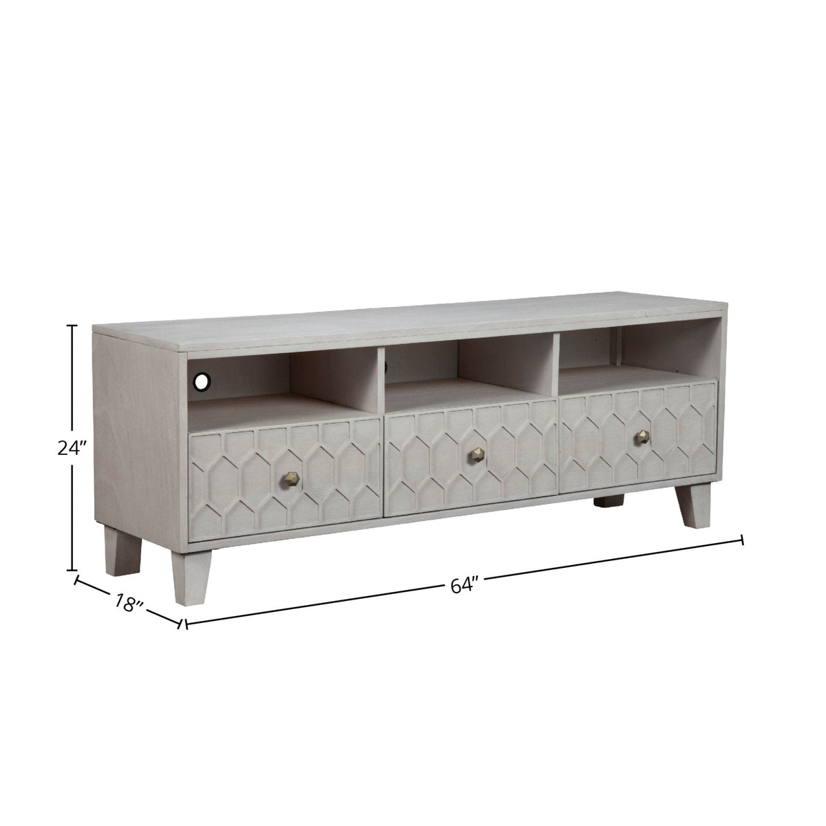 Denver Mahogany TV Console with Honeycomb Design, Light Grey – view 8