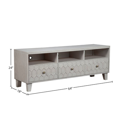 Denver Mahogany TV Console with Honeycomb Design, Light Grey – view 8