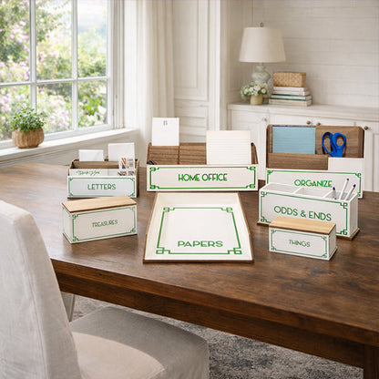 Green & White Sectional Desktop Organizer