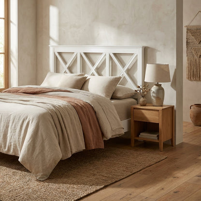 White Mahogany Wood Headboard, Potter Collection