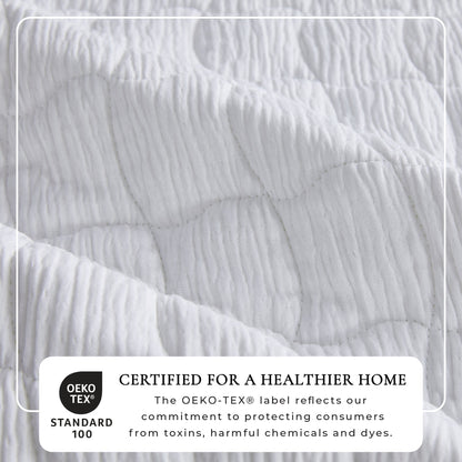 Gauze-Like Wave Stitch Quilt Set with Shams in White or Bone – view 3