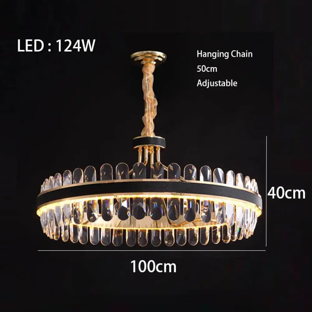Dimmable LED Crystal Chandelier with Leather Accents, Oval or Round – view 11