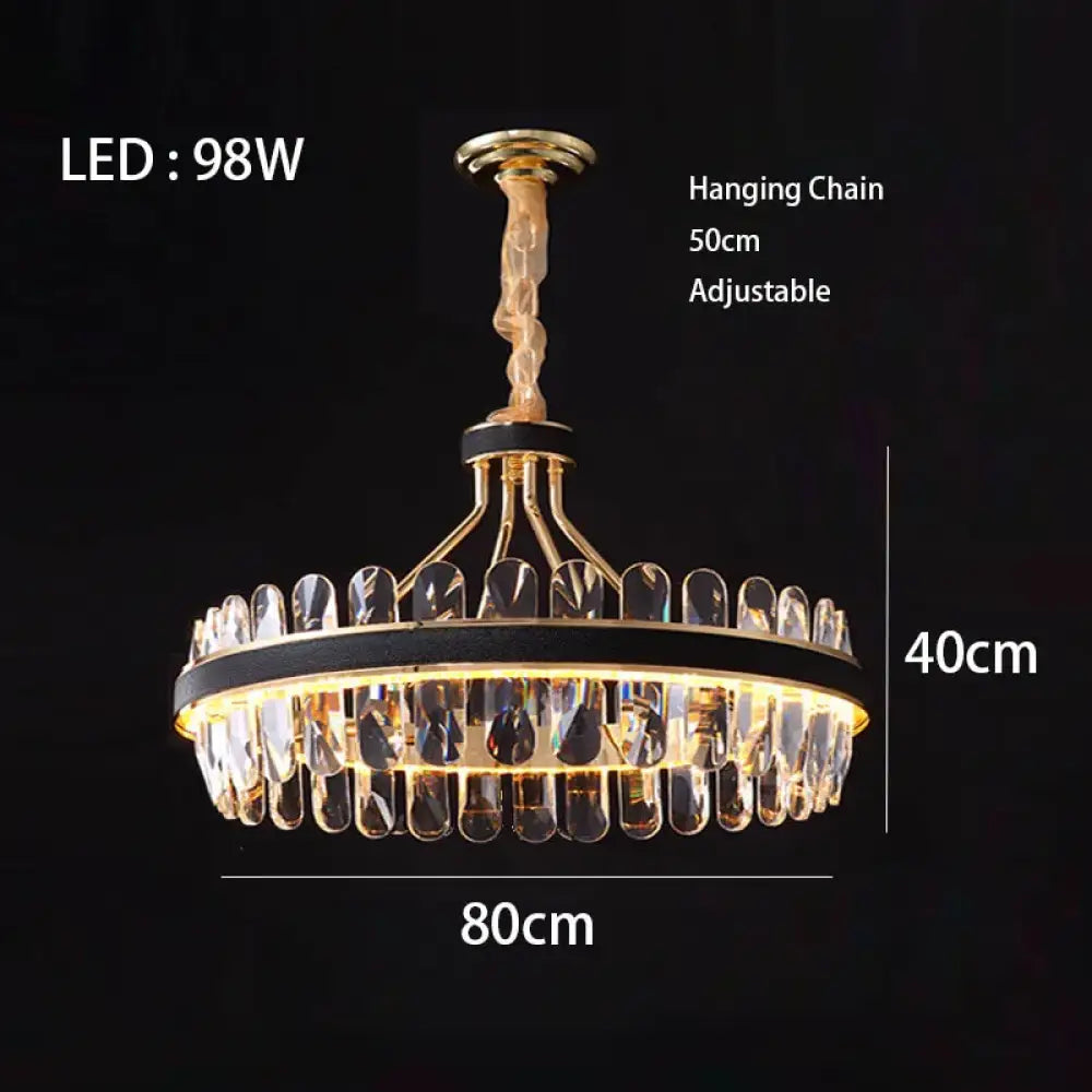 Dimmable LED Crystal Chandelier with Leather Accents, Oval or Round – view 10