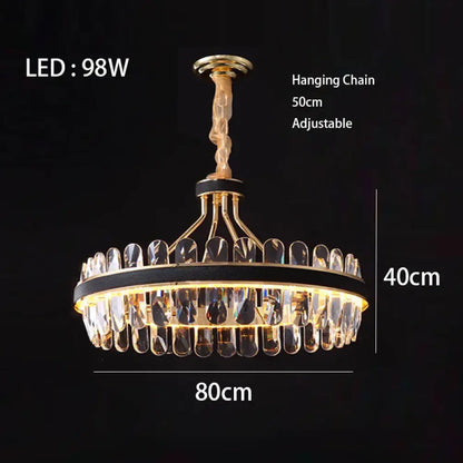 Dimmable LED Crystal Chandelier with Leather Accents, Oval or Round – view 10