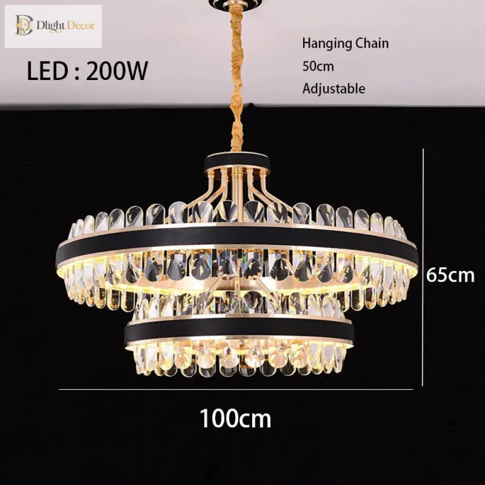 Dimmable LED Crystal Chandelier with Leather Accents, Oval or Round – view 13