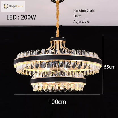 Dimmable LED Crystal Chandelier with Leather Accents, Oval or Round – view 13