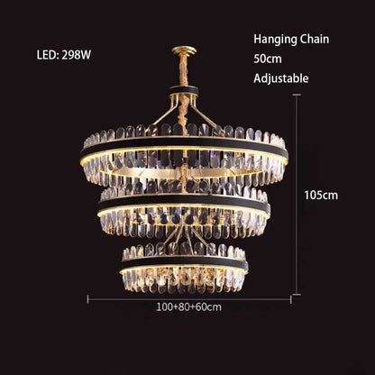 Dimmable LED Crystal Chandelier with Leather Accents, Oval or Round – view 15