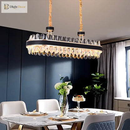 Dimmable LED Crystal Chandelier with Leather Accents, Oval or Round – view 3